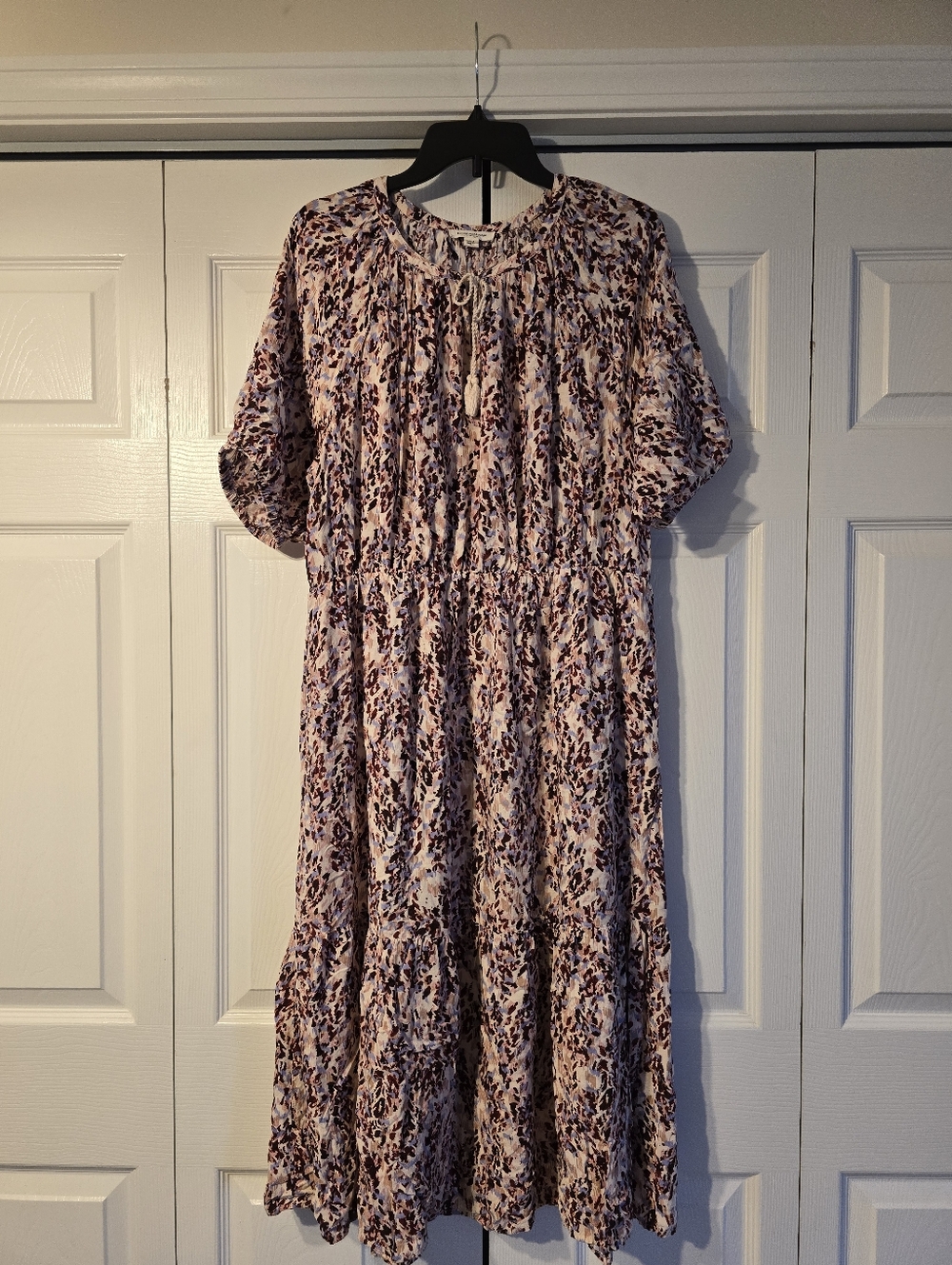 Beachlunchlounge Women's Floral Reglan Sleeve Midi Rayon Dress Szie L
